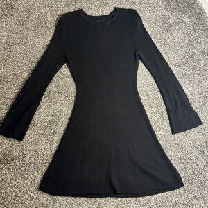 Elegant Black Ribbed Knit Dress